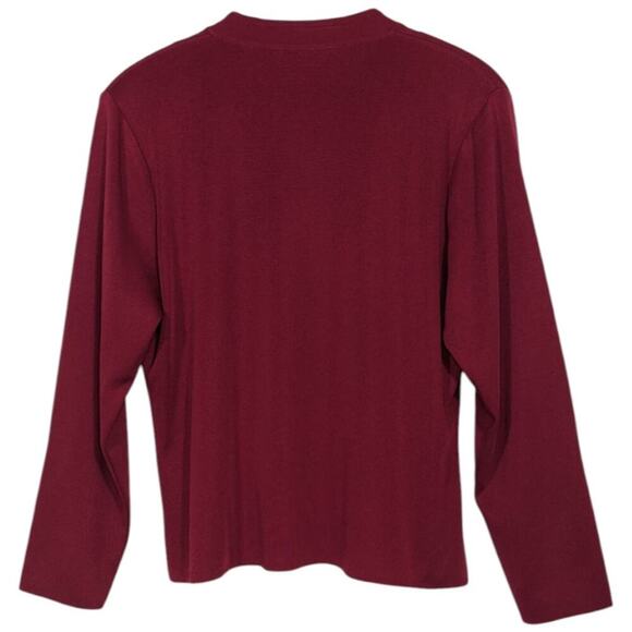 Y2K Exclusively Misook Zip Up Cardigan Striped Fuchia Black Pink Wine Large - Picture 2 of 9